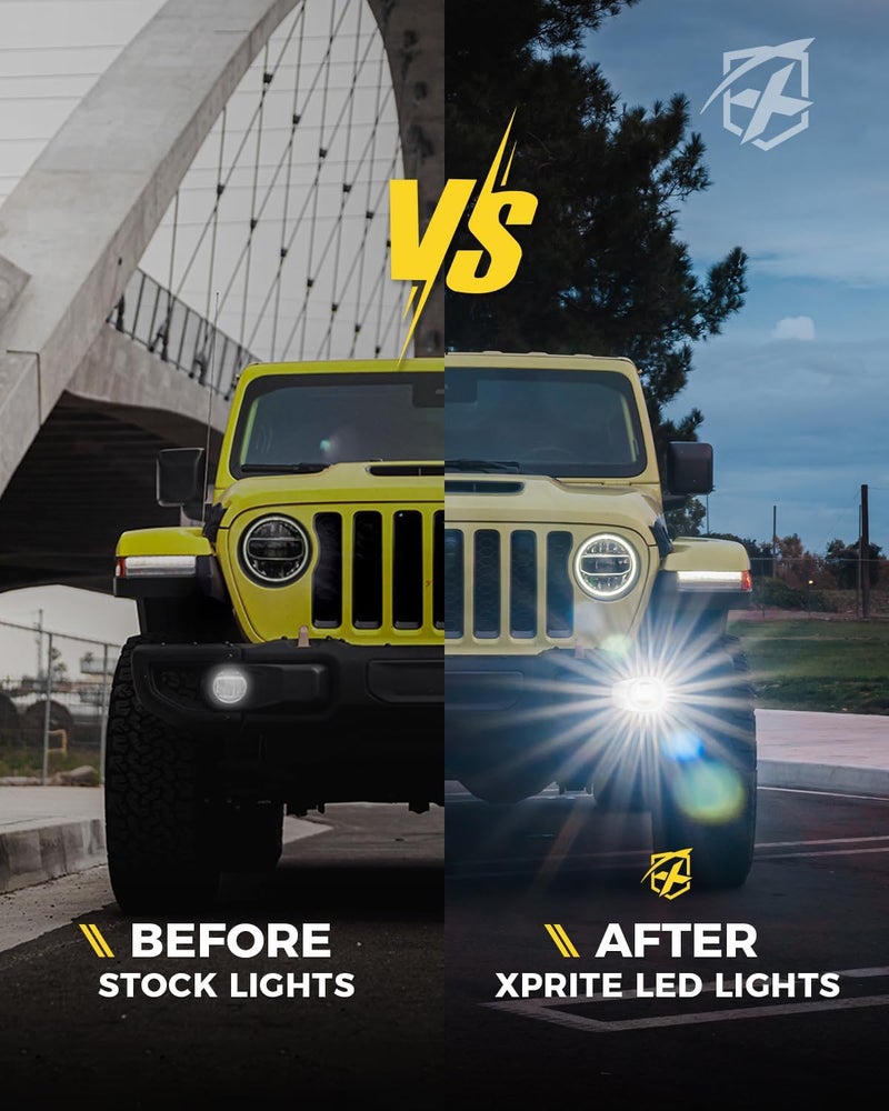 Xprite Ultra 300% Bright 60W LED Fog Lights w/DRL Compatible with 2018-2025 Jeep Wrangler JL JLU & 2020+ Gladiator JT, DOT, 6500K, Plug N Play, Front Bumper Fog Lamp with 2 Mounting Brackets, White - Image 2